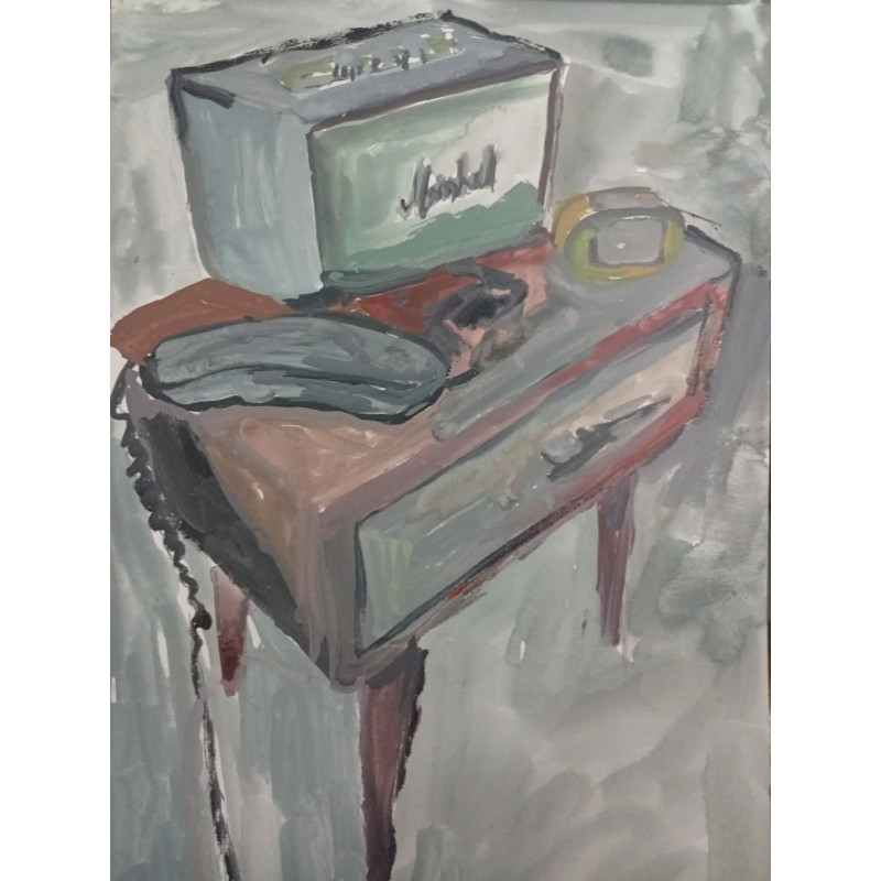 Mi mesa de noche y un reloj sin pila