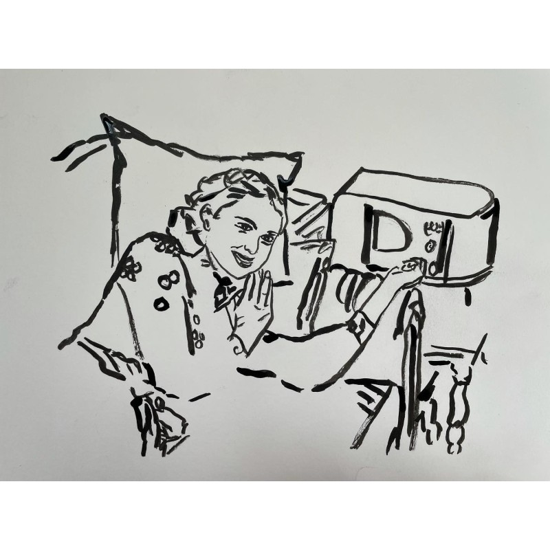 Mujer escuchando la radio