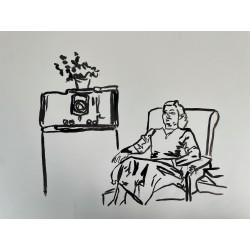 Mujer escuchando la radio