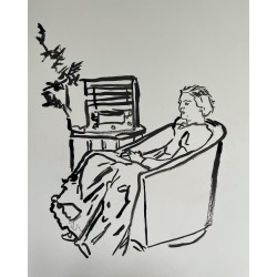 Mujer escuchando la radio