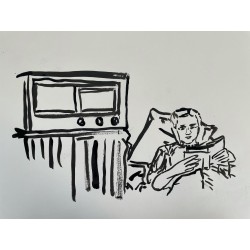 Mujer escuchando la radio
