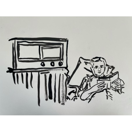 Mujer escuchando la radio