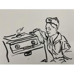 Mujer escuchando la radio