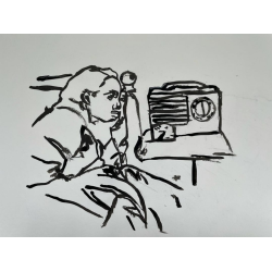 Mujer escuchando la radio