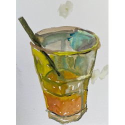 Papaya naranja en vaso americano