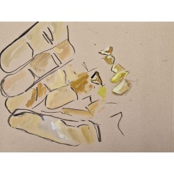 Pepitas de oro en la mano