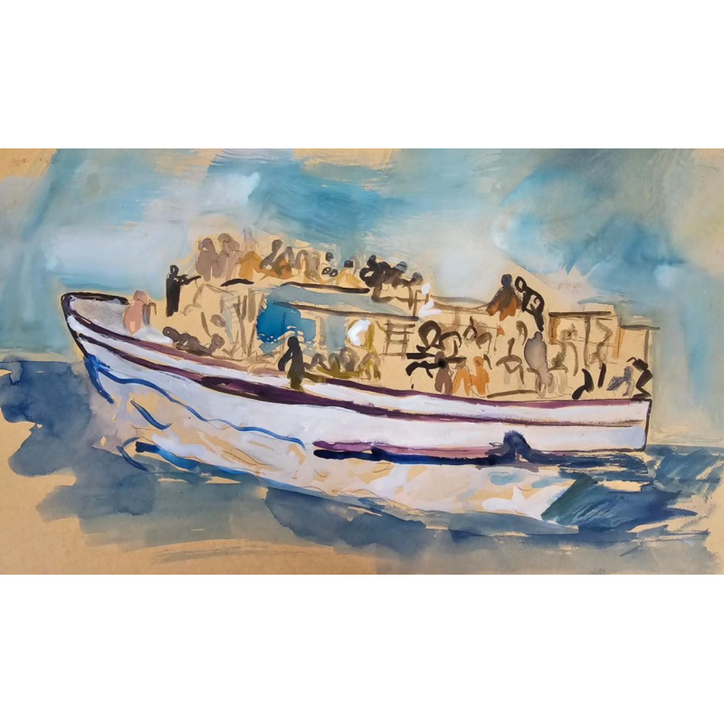 Balsa en el Mediterráneo