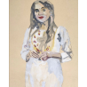 Mujer hindú con sari blanco