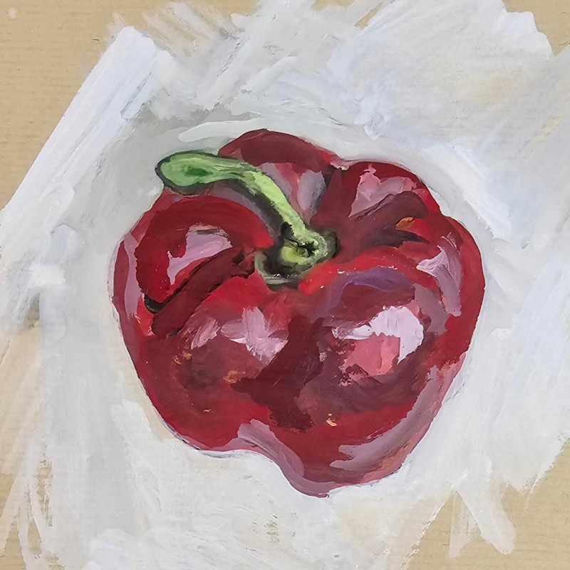 Pimiento rojo golpeado de la basura del supermercado